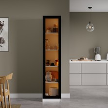 Midoser Nero Çok Amaçlı Kiler Dolabı Alüminyum Çerçeveli Cam Kapaklı LED Aydınlatmalı 190X40 cm