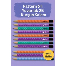 KarmaOfis Pattern Serisi 6'li Yuvarlak Desenli 2b Kurşun Kalem – Renkli Tasarımlı Set