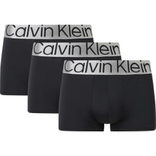 Calvin Klein Erkek Düşük Bel Siyah Boxer 3'lü Paket Metalik Logolu Tasarım