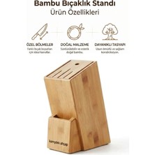 Kamptek Bambu Bıçaklık Standı Mutfak Tezgah Üstü Profesyonel Bıçak Standı Organizer