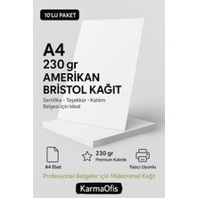 KarmaOfis A4 230 gr Amerikan Bristol Sertifika Kağıdı 10’lu – Kalın Belge ve Sertifika Kağıdı