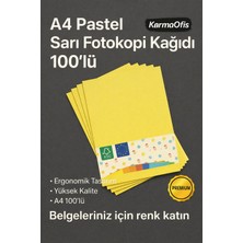 KarmaOfis A4 Pastel Sarı Fotokopi Kağıdı 100’LÜ | Renkli Yazıcı Kağıdı |