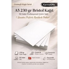 KarmaOfis A5 230 gr Bristol Kağıt 50 Adet – Kalın, Pürüzsüz, Marker & Teknik Çizim Uyumlu Profesyonel Kağıt