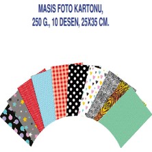 Masis Karmaofis 25X35 cm Desenli Fon Kartonu 10'lu Karışık Renk