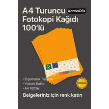 KarmaOfis Turuncu Renk A4 Fotokopi Kağıdı 100'LÜ | Yüksek Kalite