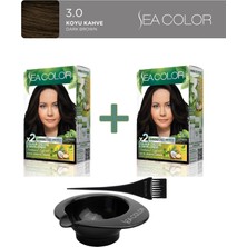 Sea Color 2'li Paket Natural Effect Set Boya Amonyaksız 3.0 Koyu Kahve, Boya Tası ve Fırça Hediye!