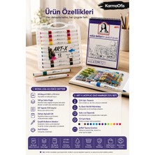 KarmaOfis Art-X 12’li Akrilik Markör ve Mona Lisa A5 Eskiz Defteri Çizim Seti 120 gr Kağıt