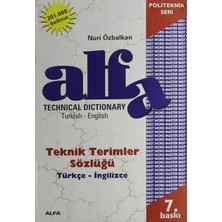 Alfa Yayınları Teknik Terimler Sözlüğü Türkçe İngilizce - Nuri Özbalkan
