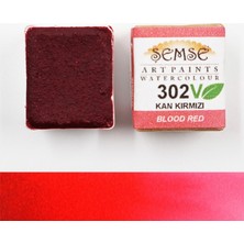 Şemse - 302V Kan Kırmızı - El Yapımı Doğal Sulu Boya - Vegan Serisi - Yarim Tava - Profesyonel