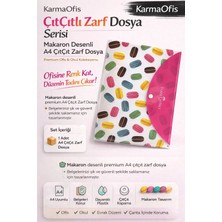Faber-Castell Makaron Desenli A4 Çıtçıt Zarf Dosya – 1 Adet - Dayanıklı Plastik Evrak Dosyası