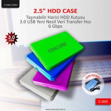 Meks 2.5” USB 3.0 / 6 Gbps Sata Harddisk HDD Kutusu Concord C-855