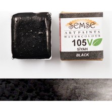 Şemse - 105V Siyah - El Yapımı Doğal Sulu Boya - Vegan Serisi - Yarim Tava - Profesyonel