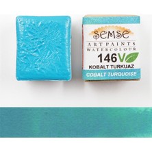 Şemse - 146V Kobalt Turkuaz - El Yapımı Doğal Sulu Boya - Vegan Serisi - Yarim Tava - Profesyonel