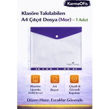 Faber-Castell Mor A4 Çıtçıt Dosya Klasöre Takılabilen – 1 Adet | Saydam, Delikli, Güvenli Dosyalama