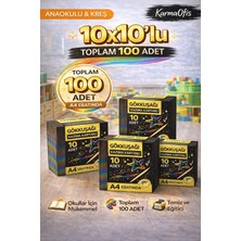 KarmaOfis 10X10’LU Gökkuşağı Kazıma Kartonu Seti 100 Adet A4 Kreş Anaokulu Etkinlik Seti