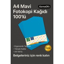 KarmaOfis Mavi Renk A4 Fotokopi Kağıdı 100'LÜ | Yüksek Kalite
