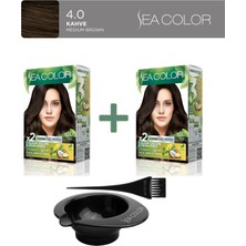Sea Color 2'li Paket Natural Effect Set Boya Amonyaksız 4.0 Kahve, Boya Tası ve Fırça Hediye!