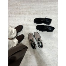 Eschi Hakiki Süet Kalın Taban Oxford Ayakkabı | Bağcıklı Günlük ve Şık Kadın Loafer