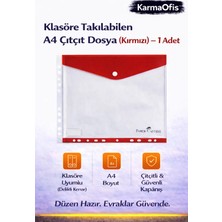 Faber-Castell Kırmızı A4 Çıtçıt Dosya Klasöre Takılabilen – 1 Adet | Saydam, Delikli, Güvenli Dosyalama