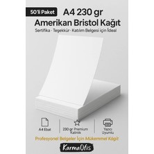 KarmaOfis A4 230 gr Amerikan Bristol Sertifika Kağıdı (50’li Paket) – Kalın Belge ve Sertifika Kağıdı
