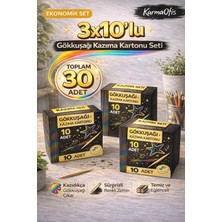 KarmaOfis 30 Adet Gökkuşağı Kazıma Kartonu – 3’lü Ekonomik Set, Scratch Art Hobi ve Çocuk Etkinlik Seti