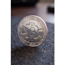Evgereçlerim Bitcoin Metal Hatıra Para Gümüş Biblo Koleksiyonluk Dekoratif