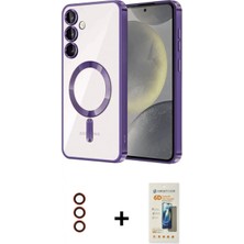 Marsilyan™- Galaxy S23 Plus Kılıf Nova Işık Özel Seri - Siyah 6d Mat Seramik Hayalet Nano Ekran Koruyucu + Metal Kamera Lens - Kı