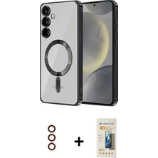 Marsilyan™- Galaxy S23 Plus Kılıf Nova Işık Özel Seri - Siyah 6d Mat Seramik Hayalet Nano Ekran Koruyucu + Metal Kamera Lens - Kı