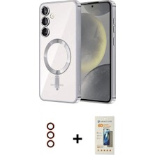 Marsilyan™- Galaxy S23 Plus Kılıf Nova Işık Özel Seri - Siyah 6d Mat Seramik Hayalet Nano Ekran Koruyucu + Metal Kamera Lens - Kı