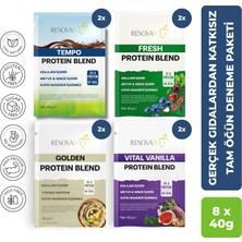 RENOVAFOOD 8’li Tam Öğün Protein Deneme Paketi Çikolata Orman Meyveleri Vanilya Humus 40GX8