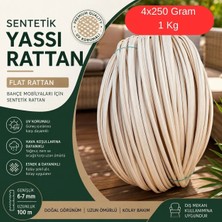 Mady Aksesuar Premium Sentetik Rattan Şerit - Bahçe Mobilyası Örme ve Tamir Ipi - 1 Kg, 6mm Krem
