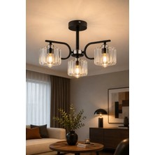 Esslight Nehir 3’lü Avize Kristal Taşlı Modern Salon Mutfak Yemek Odası Aydınlatmas
