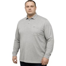 Battal Moda Battalmoda Erkek Büyük Beden Melanj Toprak Polo Yaka Uzun Kollu Pike Tişört M-L-Xl-2xl-3xl-4xl-5xl-6xl-7xl-8xl