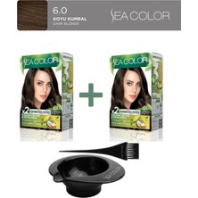 Sea Color 2'li Natural Effect Set Boya Amonyaksız 6.0 Koyu Kumral , Boya Tası ve Fırça Hediye!