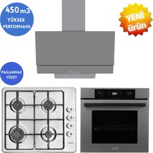 Eminçelik ve Afm Tech Marka/ Qant Antrasit-Gri  Ankastre Set (31 220  Inox Emaye + FM7710 + FM3407)