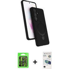 Marsilyan™- Galaxy S26 Plus Kılıf Iz Işık Koleksiyonu - Siyah 3D Antistatik Seramik Nano Ekran Koruyucu + Raze Metal Kamera Lens - Sh