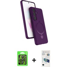 Marsilyan™- Galaxy S26 Plus Kılıf Iz Işık Koleksiyonu - Siyah 3D Antistatik Seramik Nano Ekran Koruyucu + Raze Metal Kamera Lens - Sh