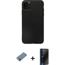 Pileli Store Pilelistore™ iPhone 11 Pro Max Kılıf Kozmos Yansıma Özel Seri - Siyah 3D Antistatik Hayalet Cam Ekran Koruyucu + Shine Kamera Lens Koruma Cam - Sabe