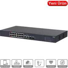 Dahua (CS4218-16ET-240) 18 Port 16XPOE 10/100 240W +2sfp Cloud Yönetılebılır Swıtch