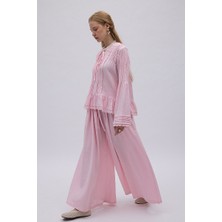 Zülays Şile Bezi Bol Pantolon Toz Pembe