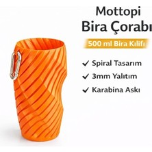 Mottopi Spiral Desenli Bira Kılıfı,Bira Çorabı, Bira Soğutma,İçecek Kılıfı-TURUNCU