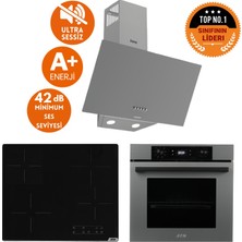 Afm Tech ve Ferre Marka Fc Sessiz Elekt Vitro Antrasit-Gri Ankastre SET(D088-SA+V6-04 SIYAH+FM7710)