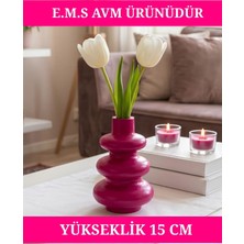 E.M.S Fuşya Renk Bubble Vazo Modern Saksı Dekoratif Vazo Saksı 15 x 10 cm