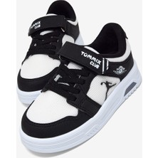 Tonny Black Çocuk Unisex Siyah Beyaz Kauçuk Taban Cırtlı Işıklı Sneaker