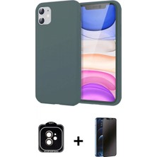 Marsilyan™- iPhone 11 Kılıf Kozmos Yansıma Özel Seri - Siyah 3D Antistatik Hayalet Cam Ekran Koruyucu + Pvd Metal Kamera Lens - Tu