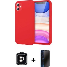Marsilyan™- iPhone 11 Kılıf Kozmos Yansıma Özel Seri - Siyah 3D Antistatik Hayalet Cam Ekran Koruyucu + Pvd Metal Kamera Lens - Tu