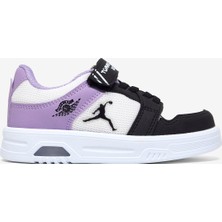 Tonny Black Çocuk Unisex Siyah Lila Kauçuk Taban Cırtlı Işıklı Sneaker