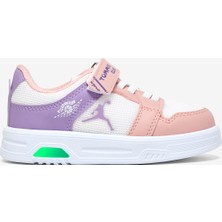 Tonny Black Çocuk Unisex Pudra Lila Beyaz Kauçuk Taban Cırtlı Işıklı Sneaker