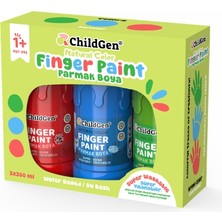 Childgen Süper Yıkanabilir 3'lü Parmak Boya Seti (Mavi-Yeşil-Kırmızı) (3X350ML)