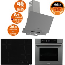 Afm Tech ve Ferre Marka Ca Sessiz Elekt Vitro Antrasit-Gri Ankastre SET(D065-SA+V6-04 SIYAH+FM7710)